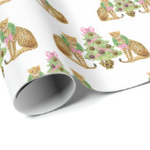 Papier Cadeau Watercolor Preppy Leopard Christmas Tree (Coin rond)