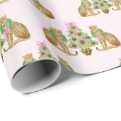 Papier Cadeau Watercolor Preppy Leopard Christmas Tree (Coin rond)