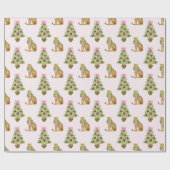 Papier Cadeau Watercolor Preppy Leopard Christmas Tree (Plat)