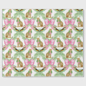 Papier Cadeau Watercolor Preppy Leopard Garland Christmas (Plat)