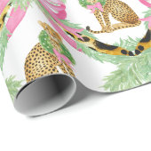Papier Cadeau Watercolor Preppy Leopard Garland Christmas (Coin rond)
