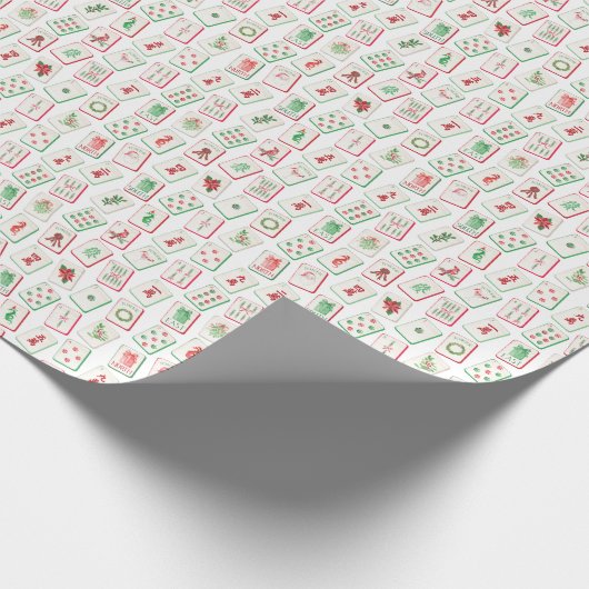 Papier Cadeau Watercolor Red & Green Christmas Tiles (Coin)