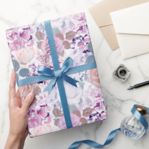 Papier Cadeau Watercolor roses et hydrangeas.