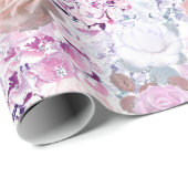 Papier Cadeau Watercolor roses et hydrangeas. (Coin rond)