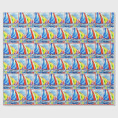 Papier Cadeau Watercolor Sailboat Regatta (Plat)