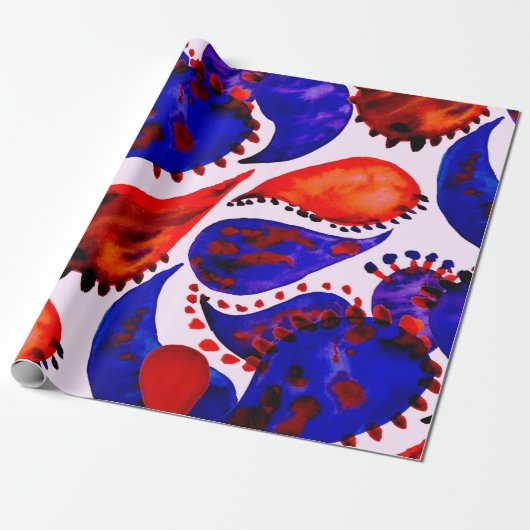 Papier Cadeau Watercolor seamless pattern with paisley. Abstract (Déroulé)