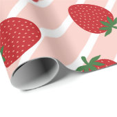 Papier Cadeau Watercolor Strawberry Pattern Wrapping Paper (Coin rond)