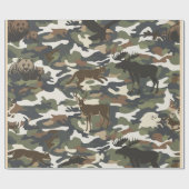 Papier Cadeau Watercolor Style Camouflage Camo with Animals (Plat)