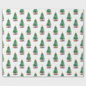 Papier Cadeau Watercolor Style Christmas Trees and Gifts Pattern (Plat)