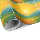 Papier Cadeau Watercolor Sunrise Landscape Painting (Coin rond)