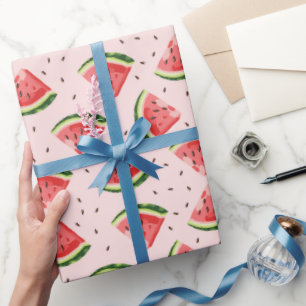Papier Cadeau Watercolor Watermelon Motif de fruits