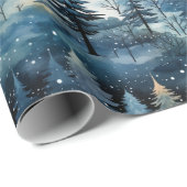 Papier Cadeau Watercolor Whimsical Winter Wonderland Christmas (Coin rond)