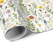 Papier Cadeau Watercolor Wildflowers Colorful Rustic Pattern (Coin rond)