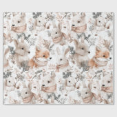 Papier Cadeau Watercolor Woodland Animals  (Plat)