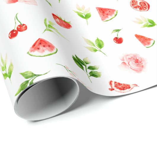 Papier Cadeau Watermelon and Pomegranate Pattern (Coin rond)