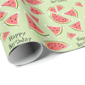 Papier Cadeau Watermelon Green Multi Joyeux Anniversaire (Coin rond)