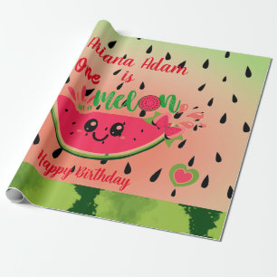 Papier Cadeau Watermelon One in a Melon Girl's First Birthday