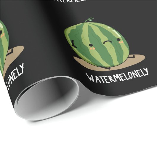 Papier Cadeau Watermelonny Funny Watermelon Fruit Pun Dark BG (Coin rond)