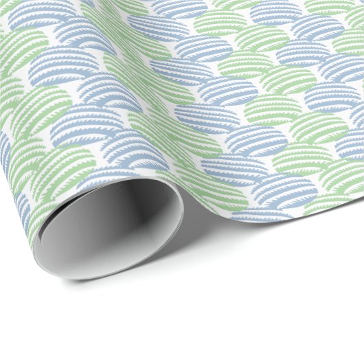 Papier Cadeau Wave Weave in Slate and Green (Coin rond)