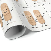 Papier Cadeau Waving Bandage Stick Figure Couple  (Coin rond)