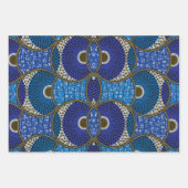 Papier cadeau Wax Africain bleu (Devant)