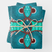 Papier cadeau Wax Africain turquoise (En situation)