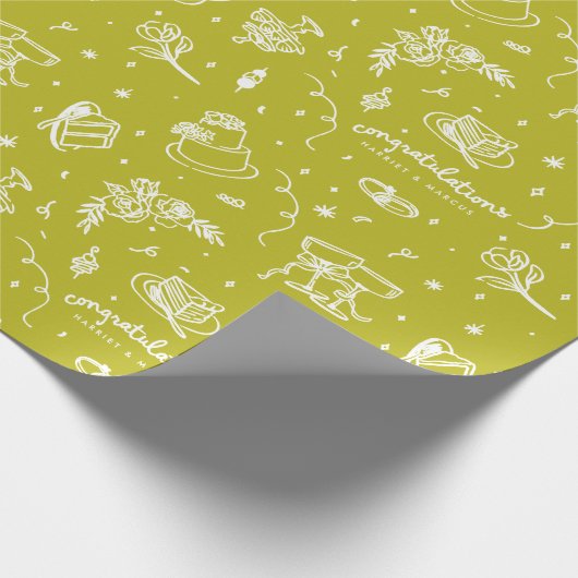 Papier Cadeau Wedding doodles customizable design (Coin)