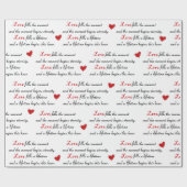 Papier Cadeau Wedding Red Hearts and Romantic Quote (Plat)