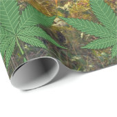 Papier Cadeau Weed Leaf sur Forest Woods Arrière - plan (Coin rond)