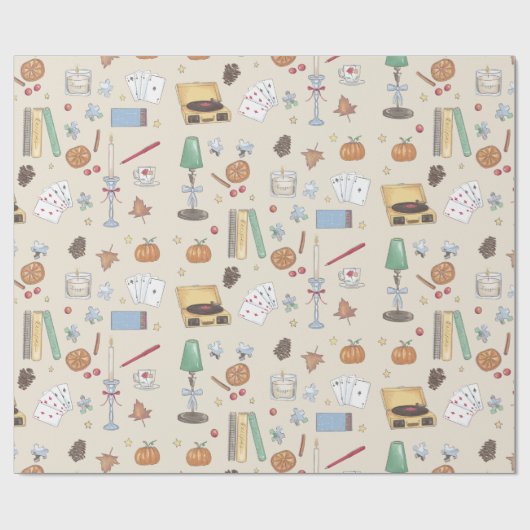 Papier Cadeau Week-end d'automne cosy et lunatique (Plat)