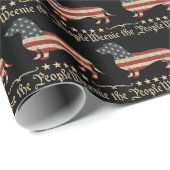 Papier Cadeau Weenie Le Peuple Dachshund 4 juillet (Coin rond)