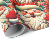 Papier Cadeau Weihnachtsmann Papai Noel Baba Saint Nicholas Kris (Coin rond)