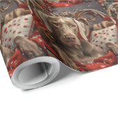 Papier Cadeau Weimaraner Chien Festif de Noël (Coin rond)