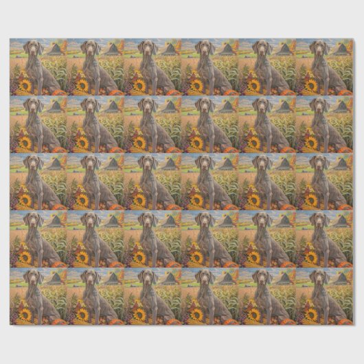 Papier Cadeau Weimaraner Chien Moisson d'automne Thanksgiving (Plat)