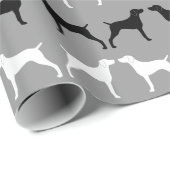 Papier Cadeau Weimaraner Chien Silhouettes Motif (Coin rond)