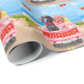 Papier Cadeau Weimaraner Chien Valentine's Day Coeurs de camion (Coin rond)