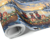 Papier Cadeau Weimaraner Christmas Boat Holiday (Coin rond)