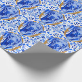 Papier Cadeau Weimaraner peering thru the letter "O" in Gold (Coin)