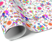 Papier Cadeau Weims, Rabbits, & Birds Otomi styled pattern  (Coin rond)