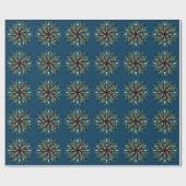 Papier Cadeau Weird Eyes Mandala Art - Trippy Flower Blue Green (Plat)
