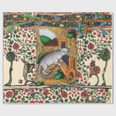 PAPIER CADEAU WEIRD MÉDIÉVAL BESTIAIRE MUSIQUE, CAT JOUER ORGE (Plat)