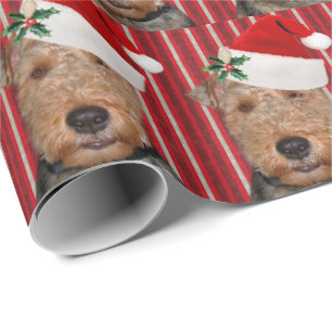 Papier Cadeau Welsh Terrier avec le casquette du Père Noël