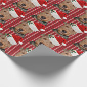 Papier Cadeau Welsh Terrier avec le casquette du Père Noël (Coin)
