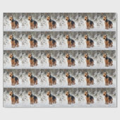 Papier Cadeau Welsh Terrier Laisser Neige Noël (Plat)