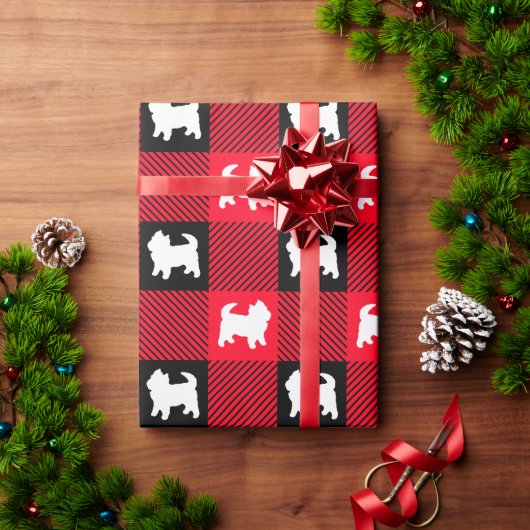 Papier Cadeau West Highland Terrier Buffalo Plaid Wrappi (Cadeau de vacances)