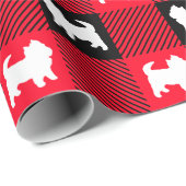 Papier Cadeau West Highland Terrier Buffalo Plaid Wrappi (Coin rond)