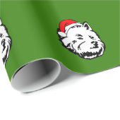 Papier Cadeau West Highland Terrier Dog avec Noël Santa Hat (Coin rond)