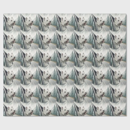 Papier Cadeau West Highland Terrier Scenic Road Trip Gift Wrap (Plat)