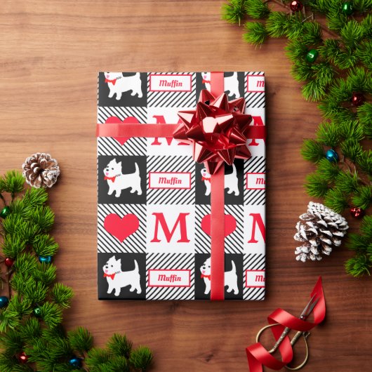 Papier Cadeau West Highland White Terrier Buffalo Plaid Custom (Cadeau de vacances)