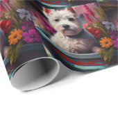 Papier Cadeau West Highland White Terrier en bateau (Coin rond)